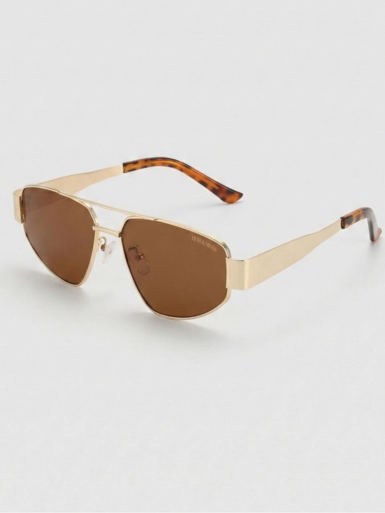 House of Harlow 1960 Gold Metal Aviator Sunglasses with Brown Lenses main image 5